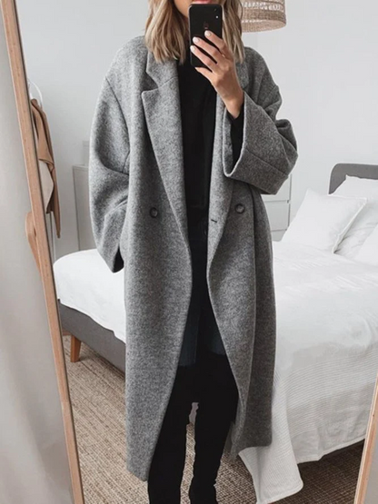 Chic Oversized Midi Women's Coat with Buttons