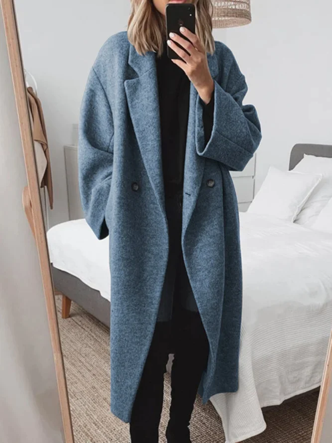 Chic Oversized Midi Women's Coat with Buttons