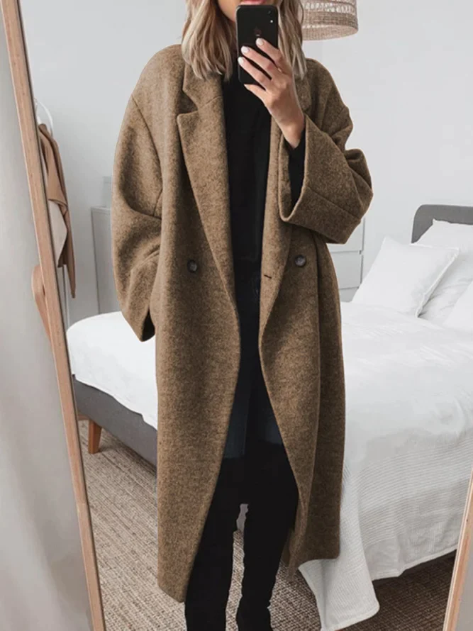 Chic Oversized Midi Women's Coat with Buttons