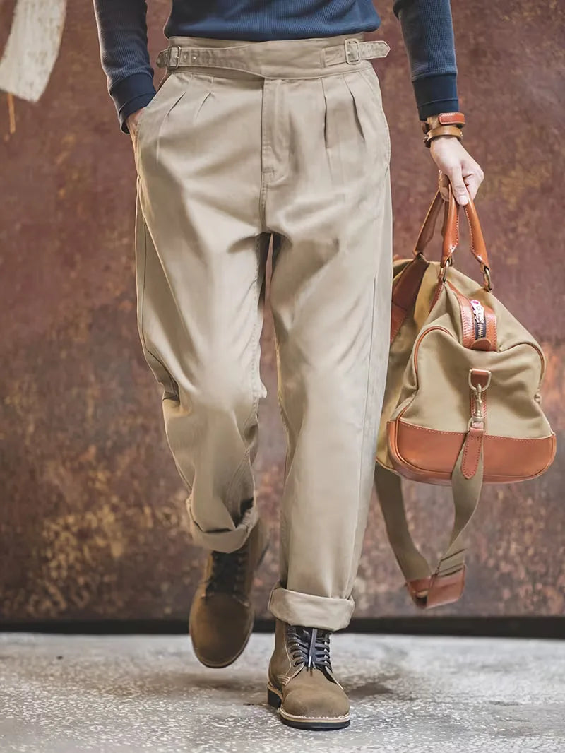 Khaki Trousers with High Waist