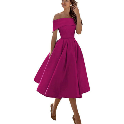 Off Shoulder Evening Dress for Women with Midi Skirt