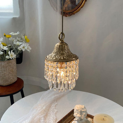 Luxury Gold Pendant Light with Crystal Drop Shape – 1 Light Point