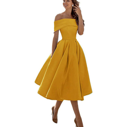 Off Shoulder Evening Dress for Women with Midi Skirt