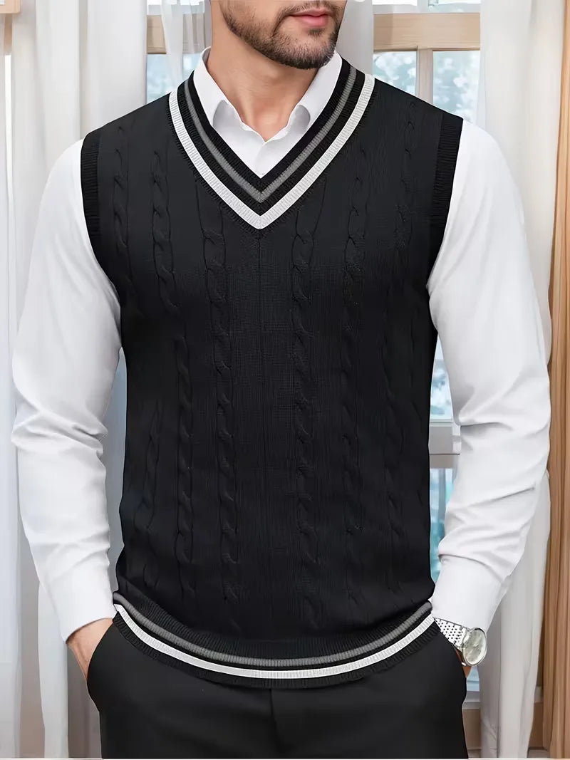 Gilet sans manches en tricot avec col en V