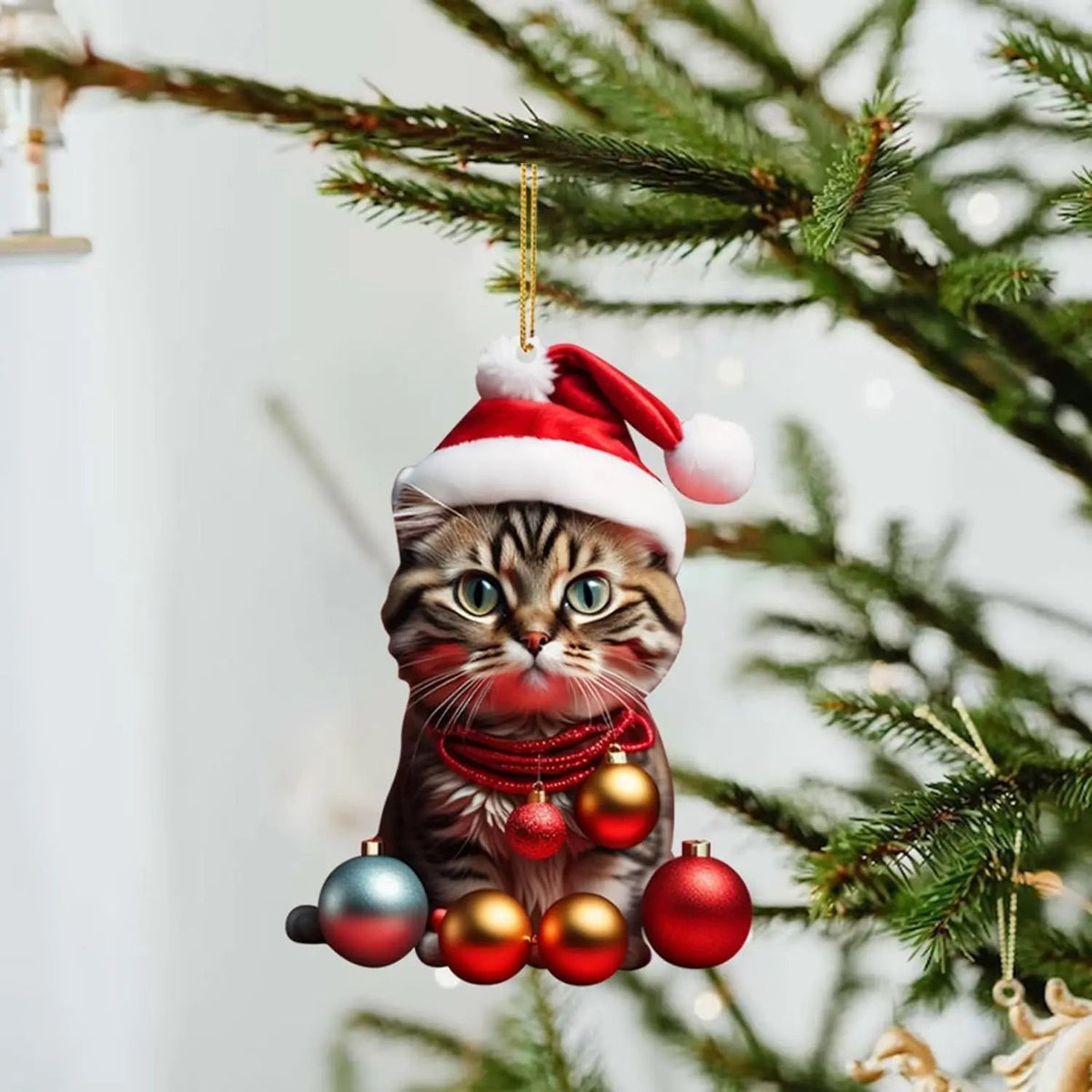 Decorazione natalizia a forma di gatto - Graziosa decorazione festiva per l'albero