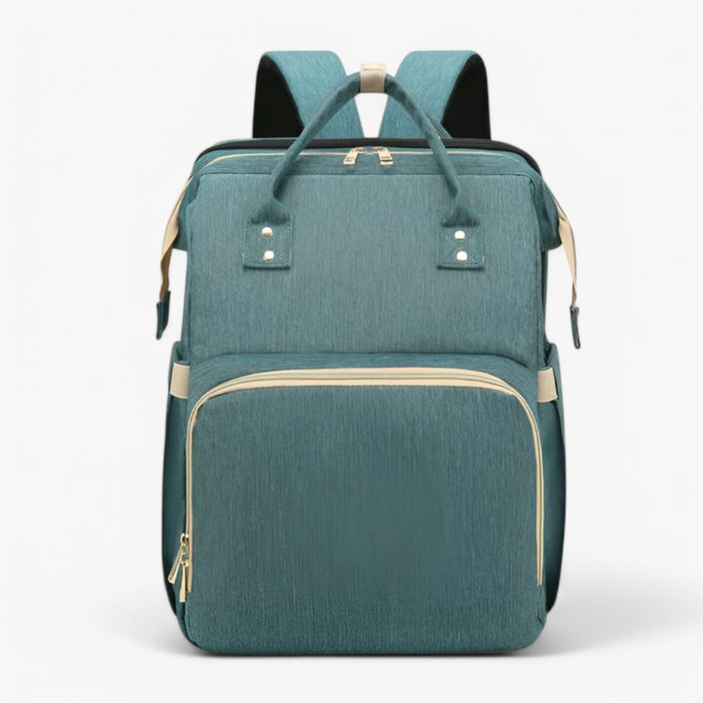 2-in-1 diaper bag with retractable crib