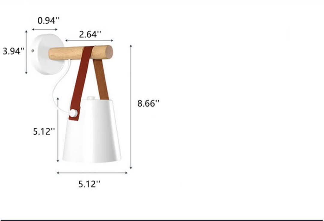 Braccio in legno - Lampada da parete con paralume in ferro e braccio in legno