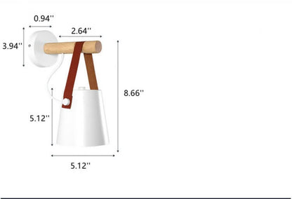 Braccio in legno - Lampada da parete con paralume in ferro e braccio in legno