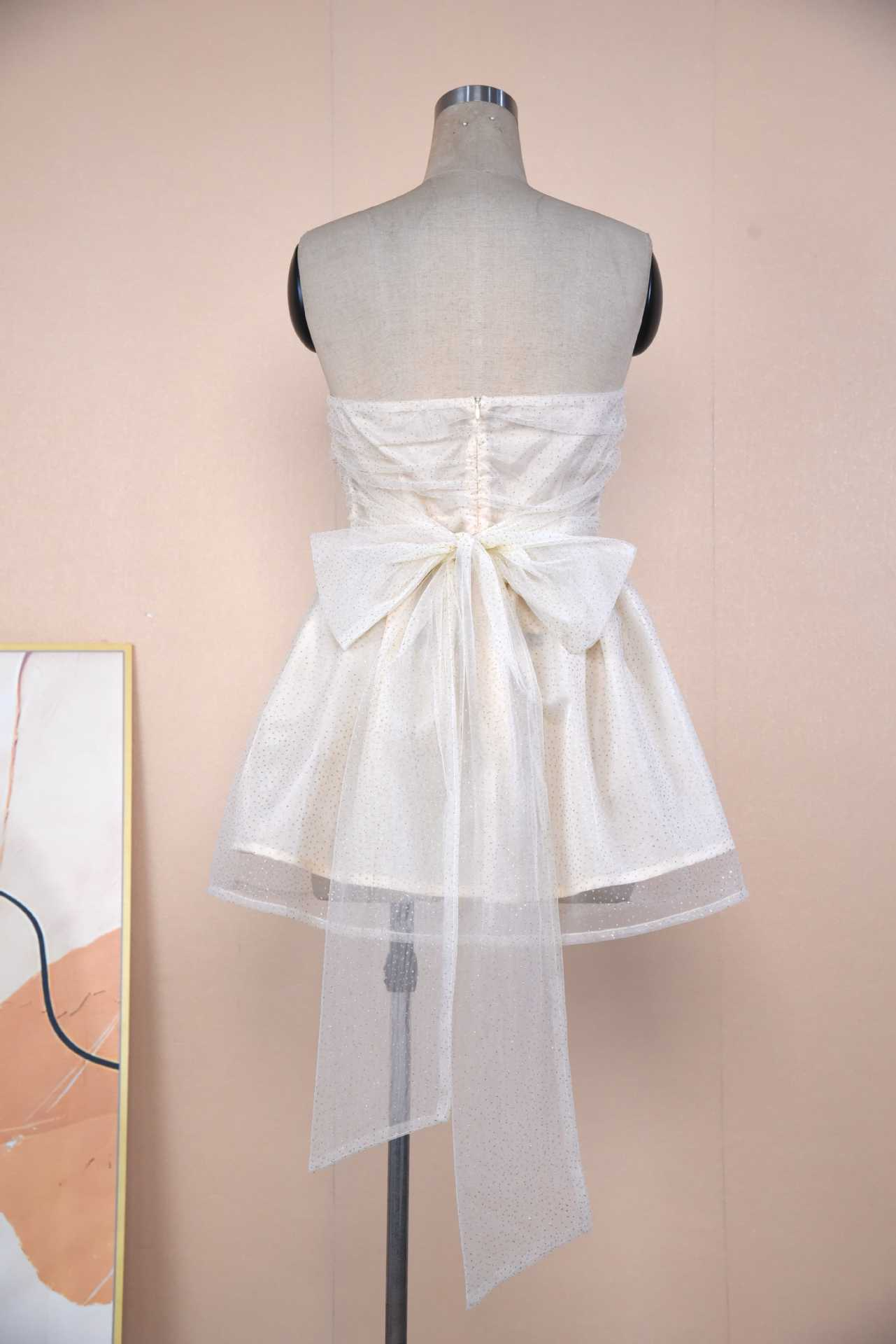 Tube Top Lace Dress with Bow on the Back
