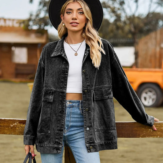 DenimCharm – Chaqueta vaquera vintage clásica para mujer