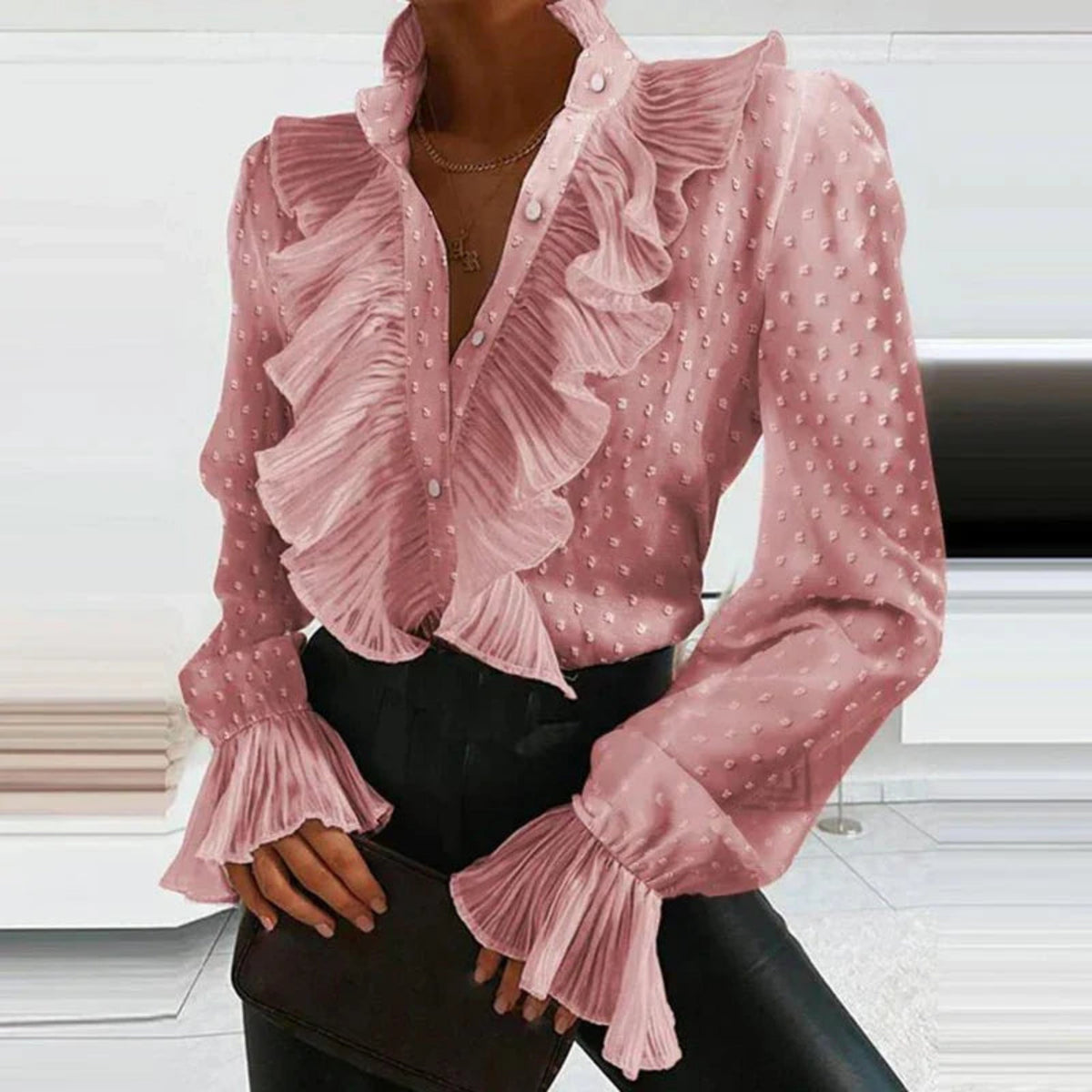 Ladies' Romantic Blouse with Ruffles and Frill Cuffs