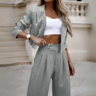 Blazer Set with Stripes and Wide Trousers