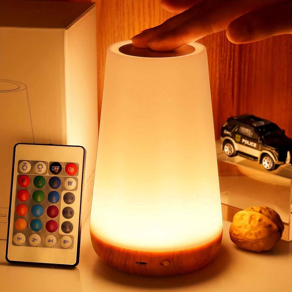 Lampada touch dimmerabile con 13 colori RGB – Ideale per la camera da letto, come lampada da comodino e luce notturna