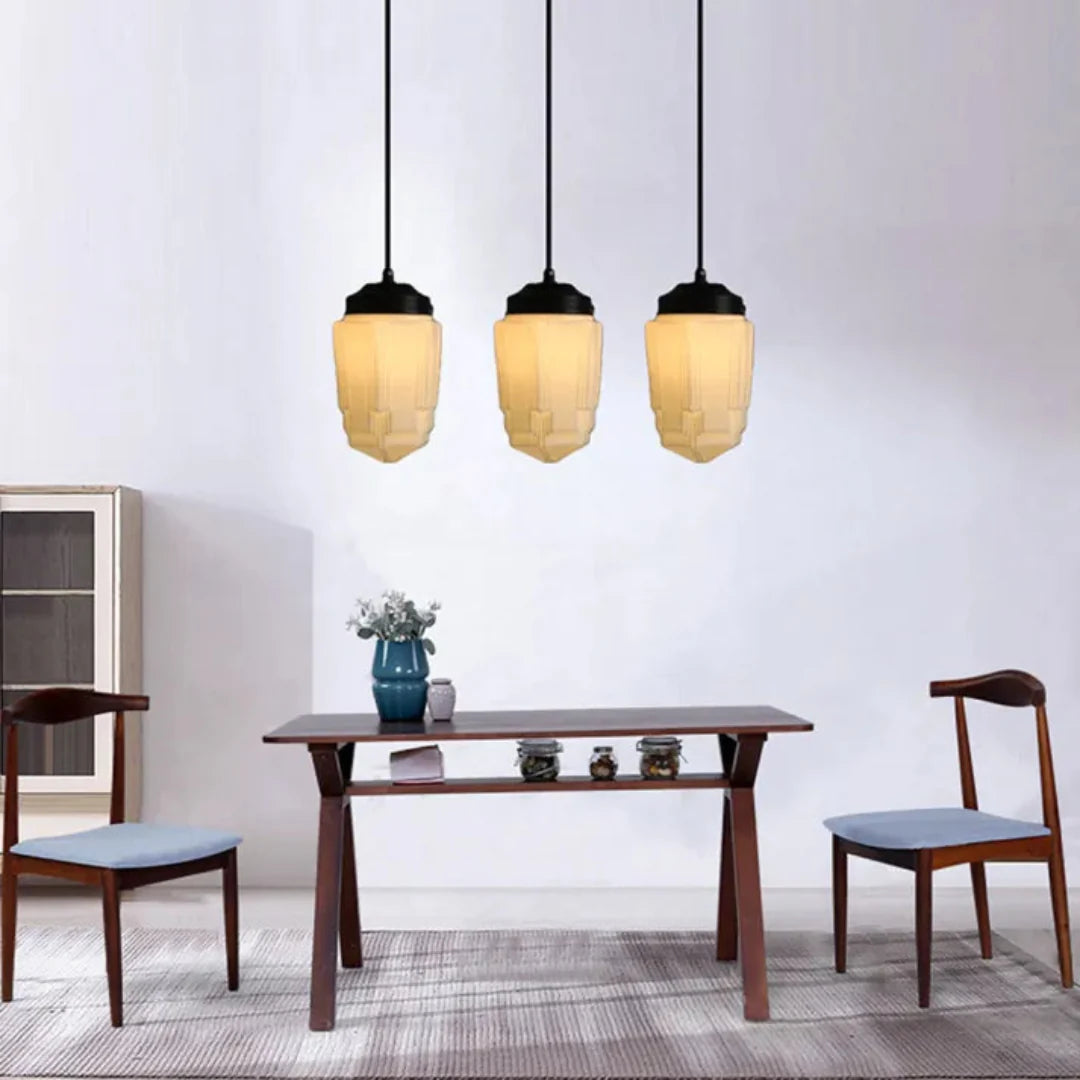 Vintage Geometric Pendant Light in Matt Glass with LED