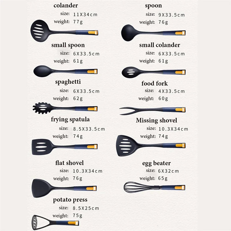 Minimalistisches antihaftbeschichtetes Küchenutensilien-Set - hitzebeständig - 11-teilig - effizientes Kochen
