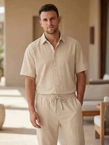 Chemise à manches courtes avec pantalon long