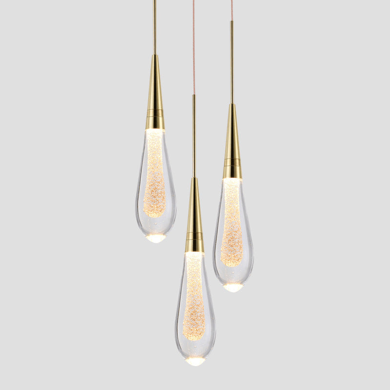 Golden Drop Crystal Pendant Light
