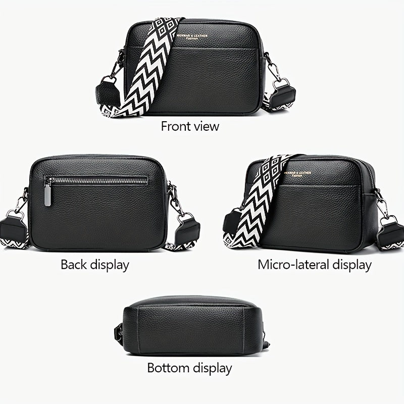 Genuine Leather Crossbody Bag – Practical and Trendy with Guitar Shoulder Strap