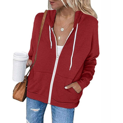 Ladies Sporty Hoodie with Zip and Pockets