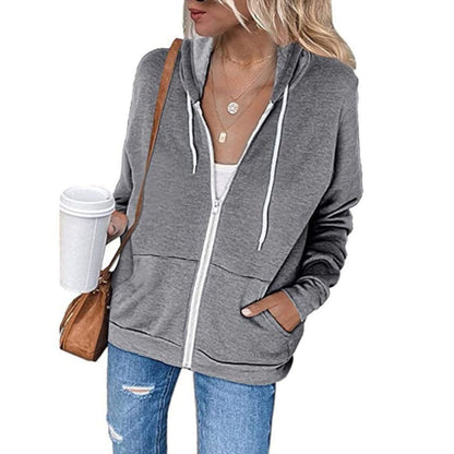 Ladies Sporty Hoodie with Zip and Pockets
