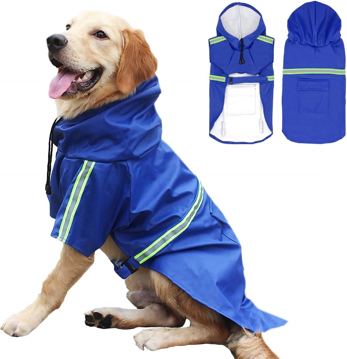 PupJoy - Impermeabile riflettente per cani + cappuccio - Per passeggiate notturne sicure