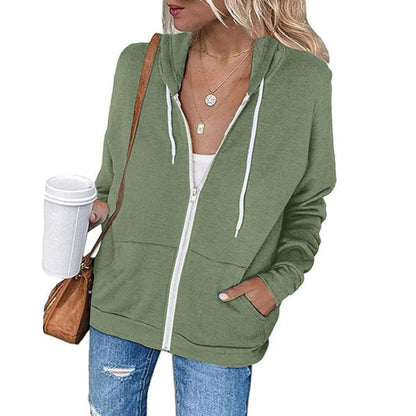 Ladies Sporty Hoodie with Zip and Pockets