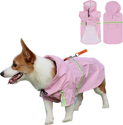 PupJoy - Impermeabile riflettente per cani + cappuccio - Per passeggiate notturne sicure