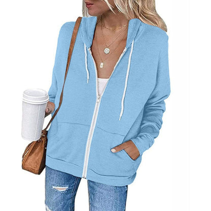 Ladies Sporty Hoodie with Zip and Pockets