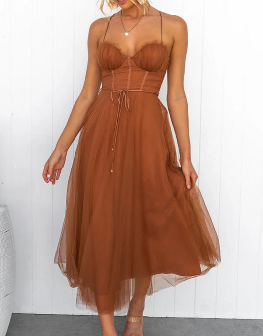Rochie maxi fără mâneci, cu decolteu în V