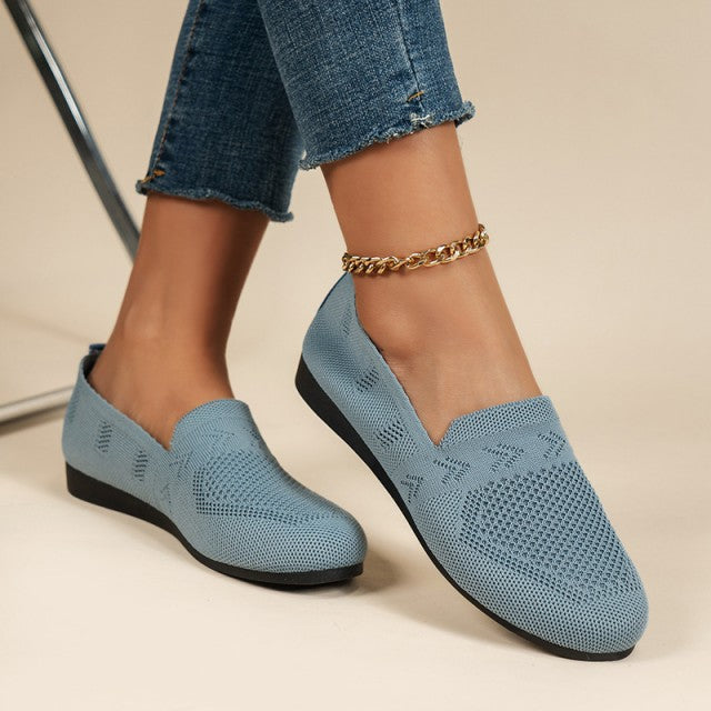 Sapatos leves sem atacadores para senhora, com malha respirável