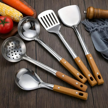 Sandok - Premium Wooden Handle Kitchen Utensil Set (5-piece)