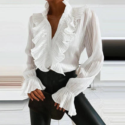 Ladies' Romantic Blouse with Ruffles and Frill Cuffs