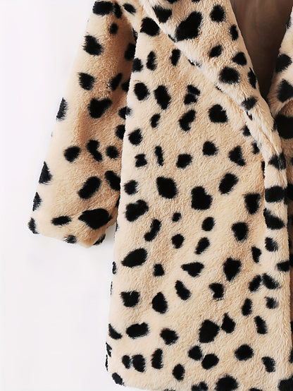 Stylová silná plyšová fleecová bunda s leopardím vzorem pro dívky – Savana