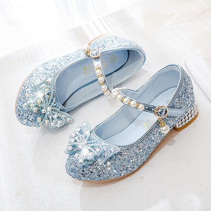 Elegante, mit Pailletten und Perlen verzierte, rutschfeste Schleifen-Schuhe für Mädchen – Emmy