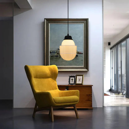 Vintage Geometric Pendant Light in Matt Glass with LED