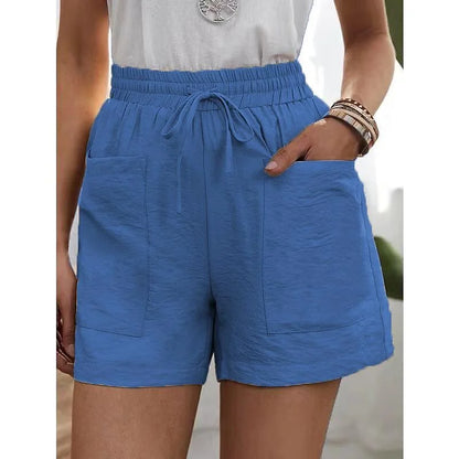Short Women's Trousers with High Waist and Elastic - Herta
