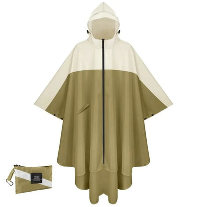 Modern waterproof unisex rain jacket with matching bag