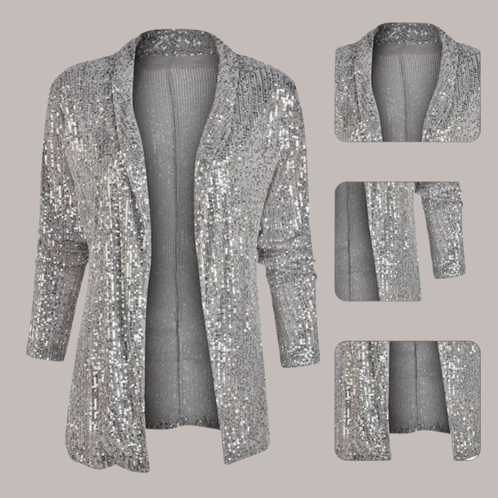 Blazer da donna con paillettes discrete per un look elegante e festoso