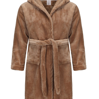 Children's Hooded Bathrobe – Soft Fleece Robe for Girls with Comfortable Fit