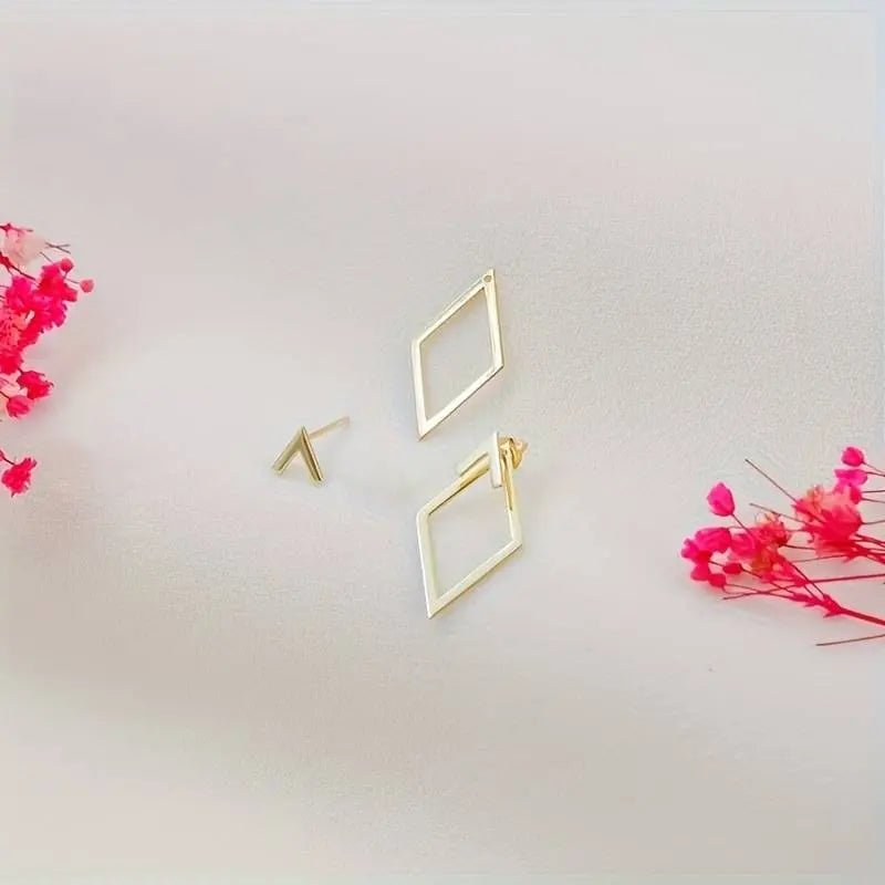 Minimalist Geometric Earrings with Diamond and Arrow Shape