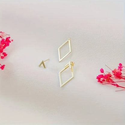 Minimalist Geometric Earrings with Diamond and Arrow Shape