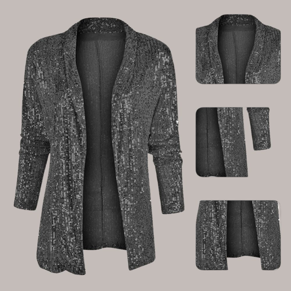 Blazer da donna con paillettes discrete per un look elegante e festoso