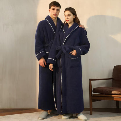 Luxury Coral Fleece Flannel Bathrobe