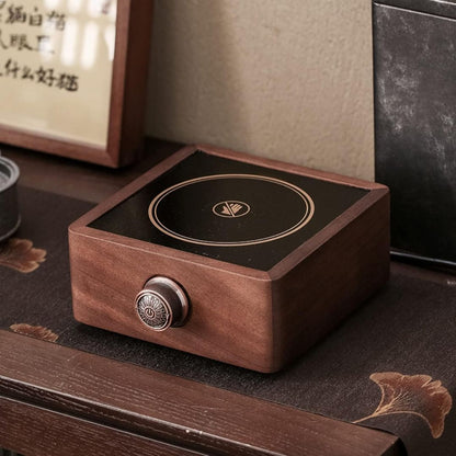 Electric Tea Warmer Made of Walnut with Adjustable Temperature