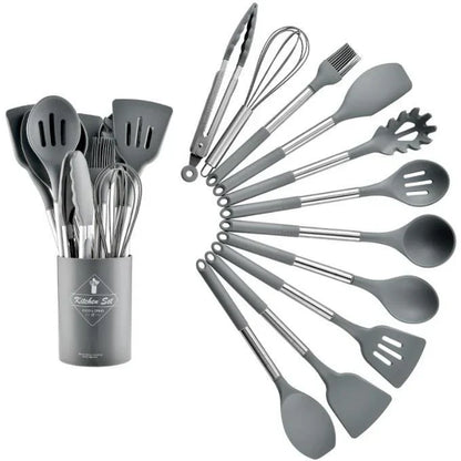 Set di utensili da cucina in silicone nordico da 13 pezzi - resistente - termoresistente - elegante
