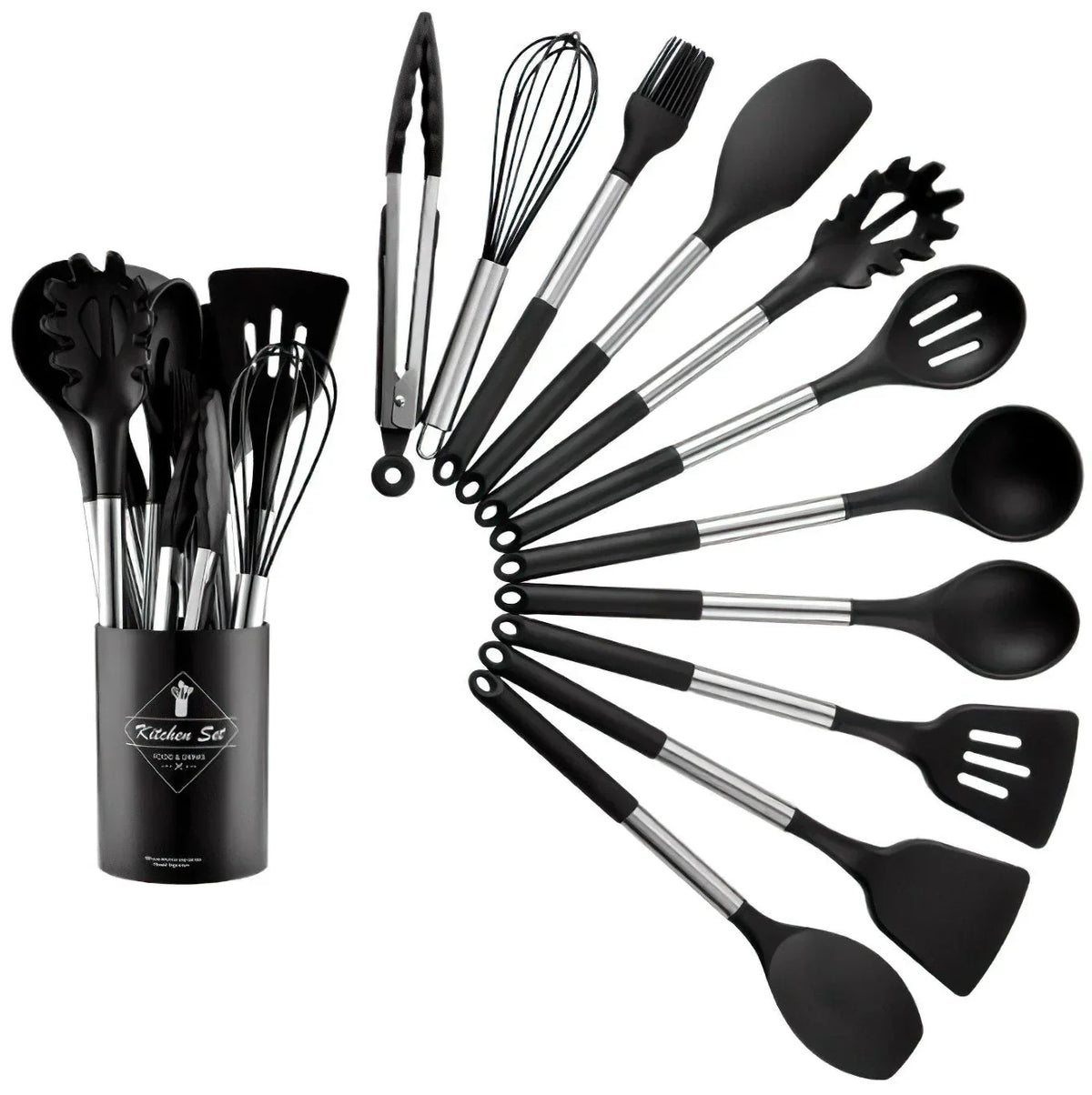 Set di utensili da cucina in silicone nordico da 13 pezzi - resistente - termoresistente - elegante