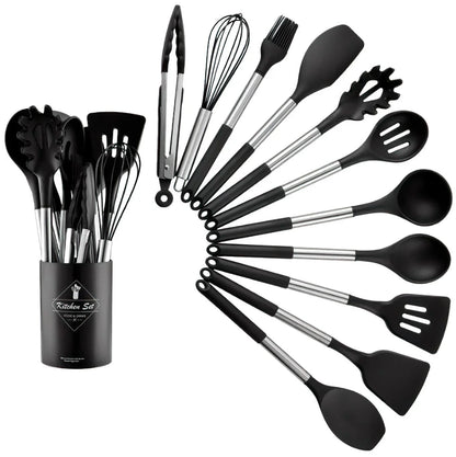 Set di utensili da cucina in silicone nordico da 13 pezzi - resistente - termoresistente - elegante