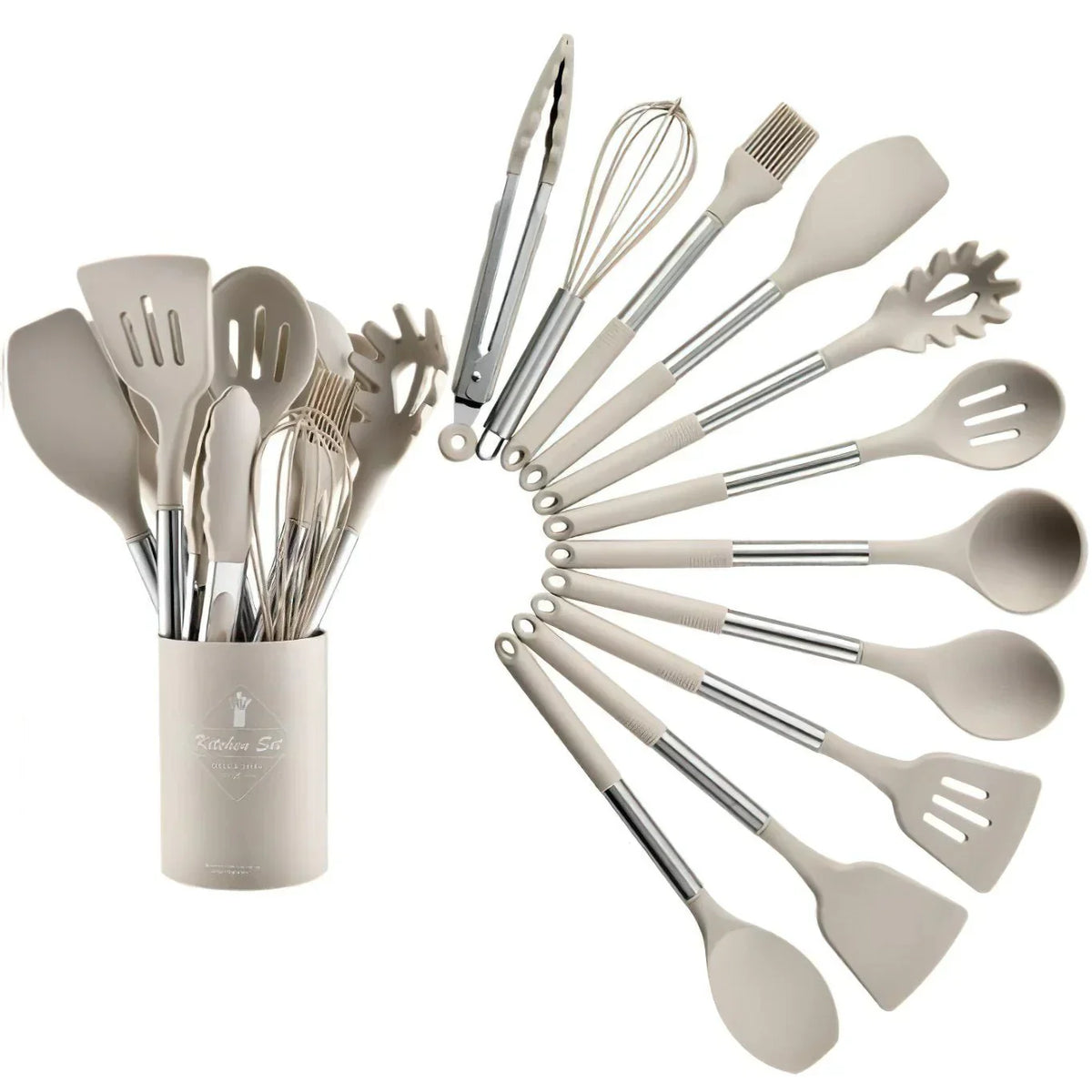 Set di utensili da cucina in silicone nordico da 13 pezzi - resistente - termoresistente - elegante