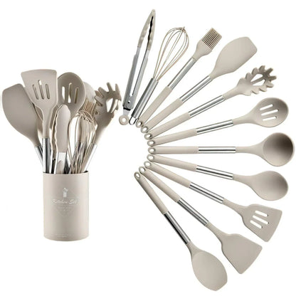Set di utensili da cucina in silicone nordico da 13 pezzi - resistente - termoresistente - elegante