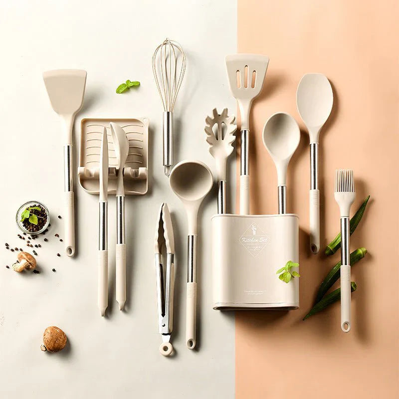 Set di utensili da cucina in silicone nordico da 13 pezzi - resistente - termoresistente - elegante
